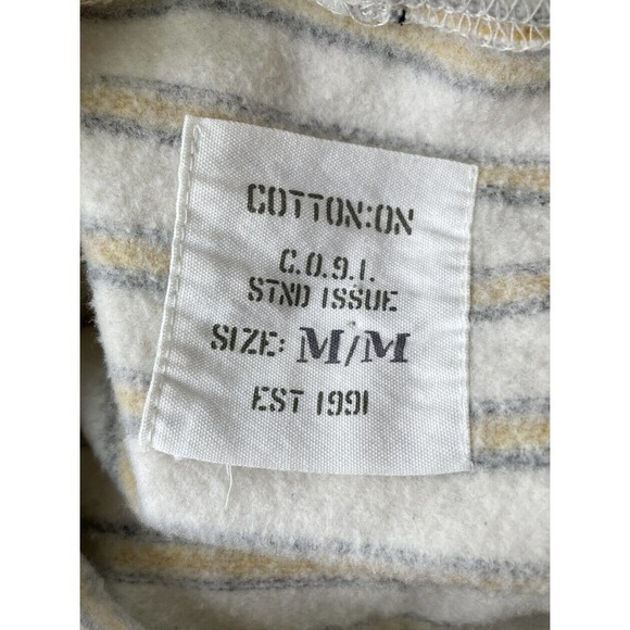 Cotton On Striped Cropped Hoodie Women’s Medium Yellow Gray White Pullover Sweat - Picture 5 of 5